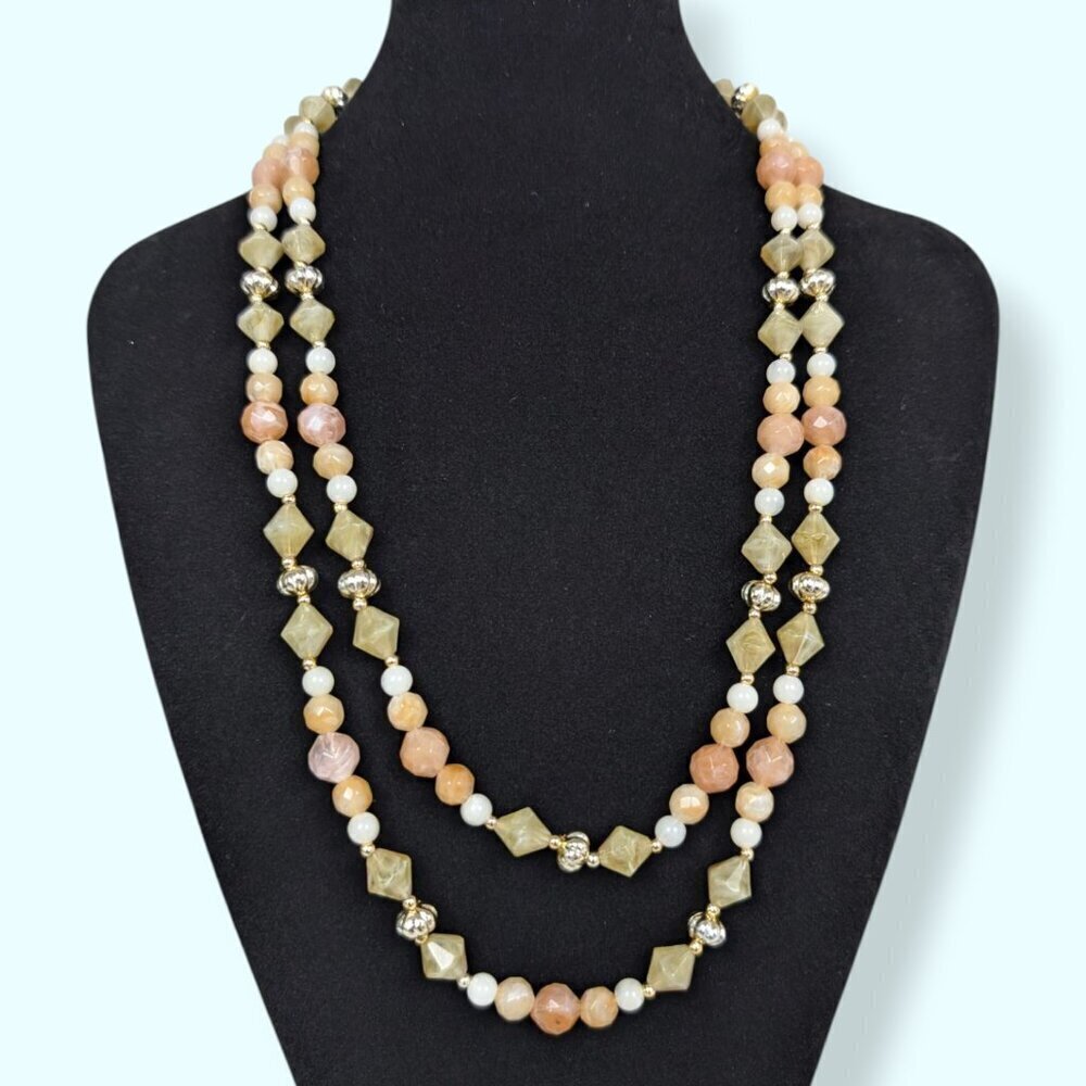 Vintage 2-Strand Lucite Beaded Necklace